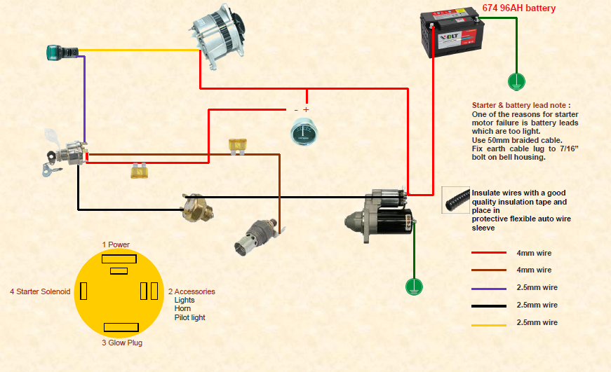 Massey Ferguson starter motor wiring diagram